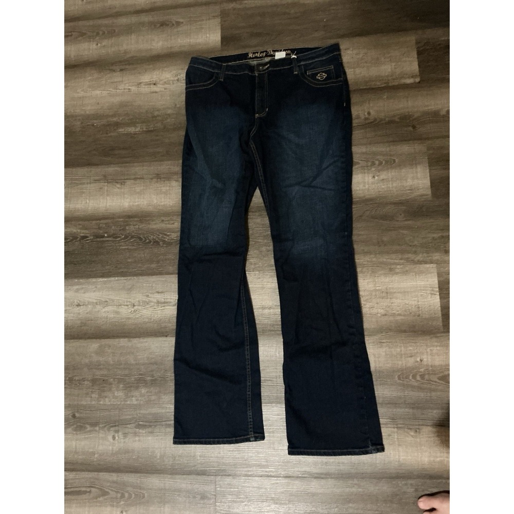 Harley Davidson Bootcut Blue Jeans Womens 18x33 High Rise Dark Wash C9774